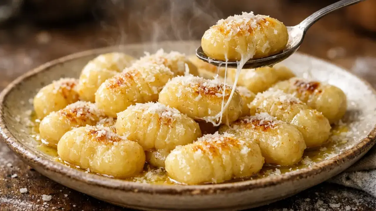 Gnocchis dorés et fumants, saupoudrés de parmesan, prêts à être dégustés. Une recette gnocchi qui fait saliver !