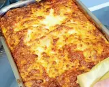 Lasagnes dorées et gratinées dans un plat, prêtes à congeler pour un repas facile.