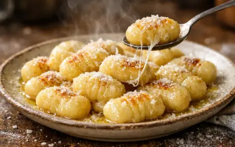 Gnocchis dorés et fumants, saupoudrés de parmesan, prêts à être dégustés. Une recette gnocchi qui fait saliver !