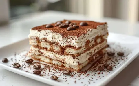 Un tiramisu inratable, crémeux et aérien, saupoudré de cacao et décoré de grains de café. Un délice pour les yeux et les papilles.