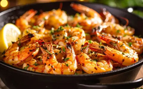 Gambas poêlées, dorées et savoureuses, prêtes à être dégustées. Une recette simple et rapide pour un plat plein de saveurs.