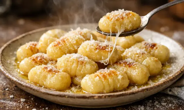 Gnocchis dorés et fumants, saupoudrés de parmesan, prêts à être dégustés. Une recette gnocchi qui fait saliver !